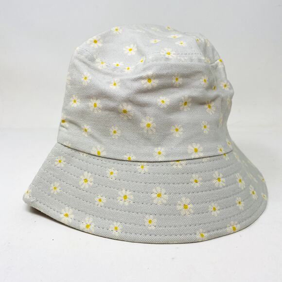 Daisy Print Mini Bucket Hat Denim Chambray Blue Yellow - Picture 2 of 3